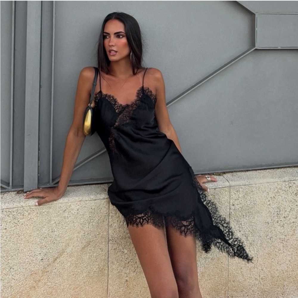 ZARA NWT ZW Collection Asymmetric Lace Dress - Picture 6 of 15